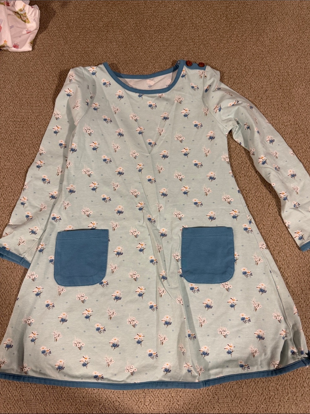 Shrimp and Grits 
Girls' Light Blue Floral Pocket Dress